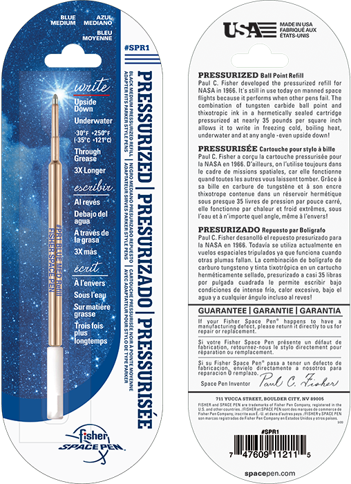 Blue Refill in Blister Card, Front and Back